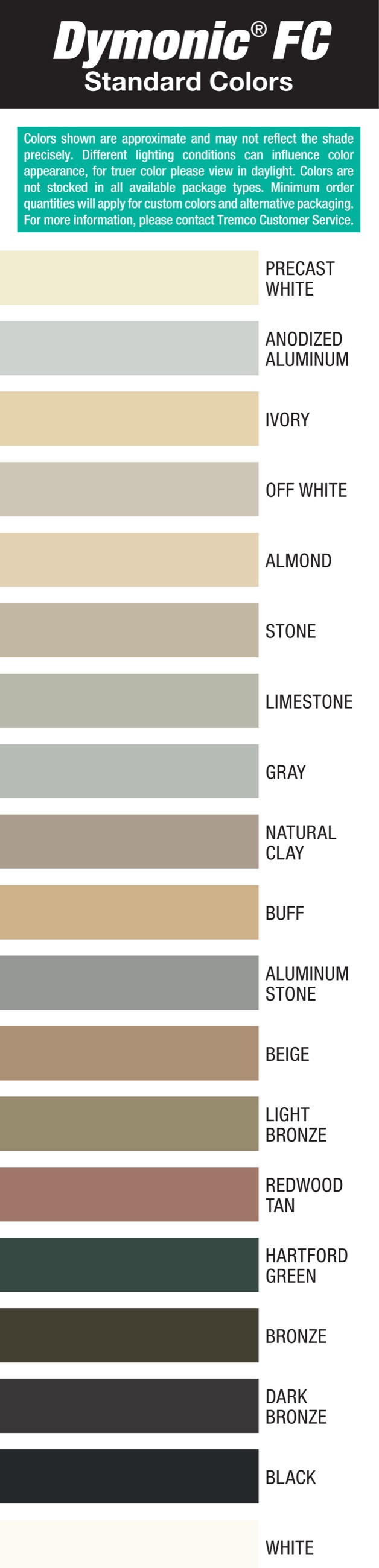 Dymonic FC colour chart