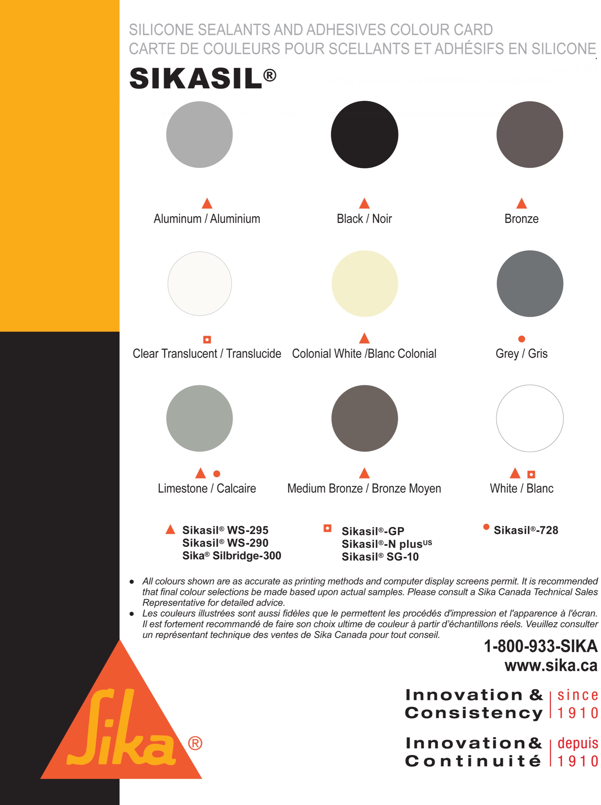 Sikasil colour chart